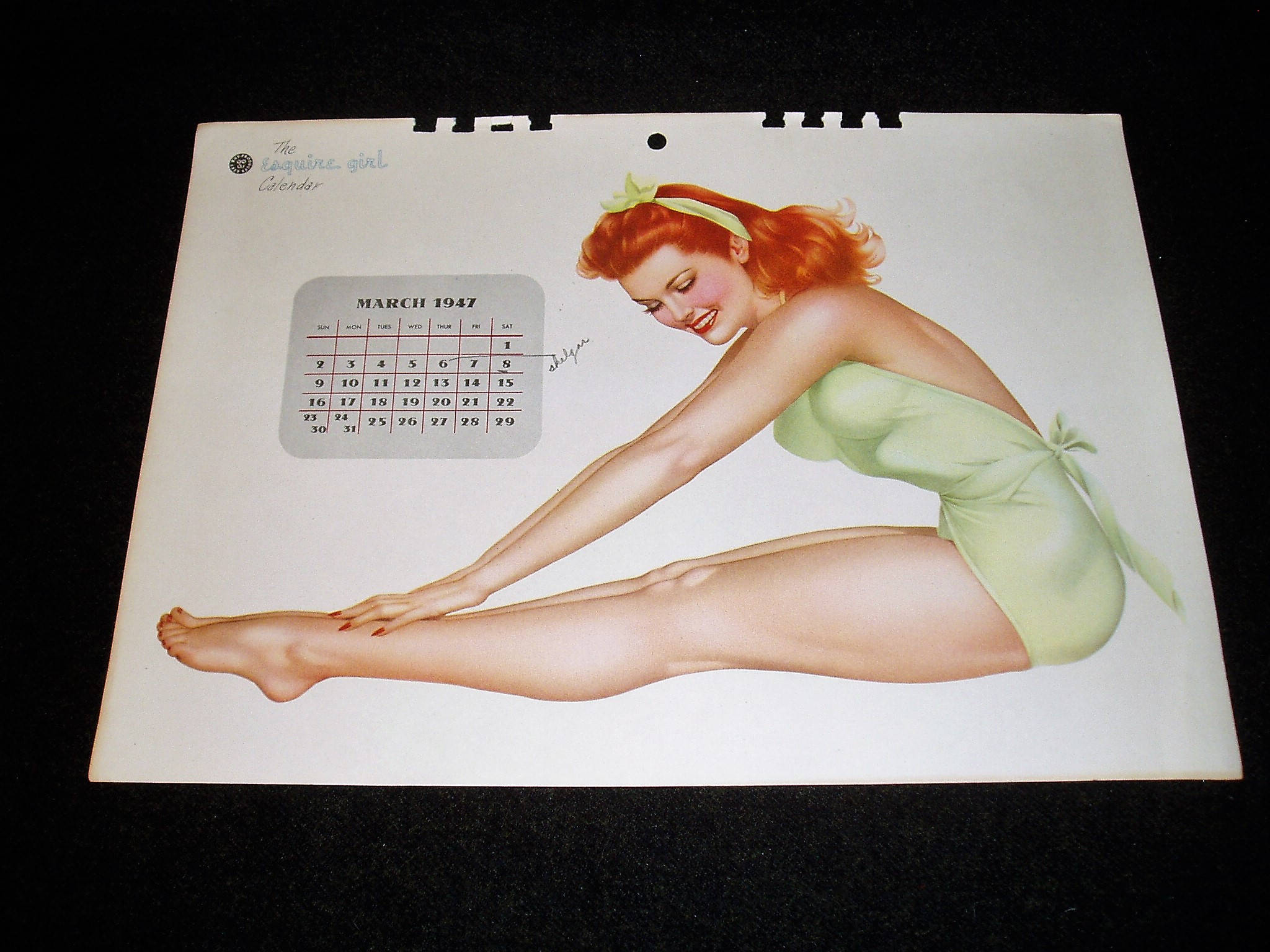 page calendrier pin-up americaine authentique Vargas octobre 1947