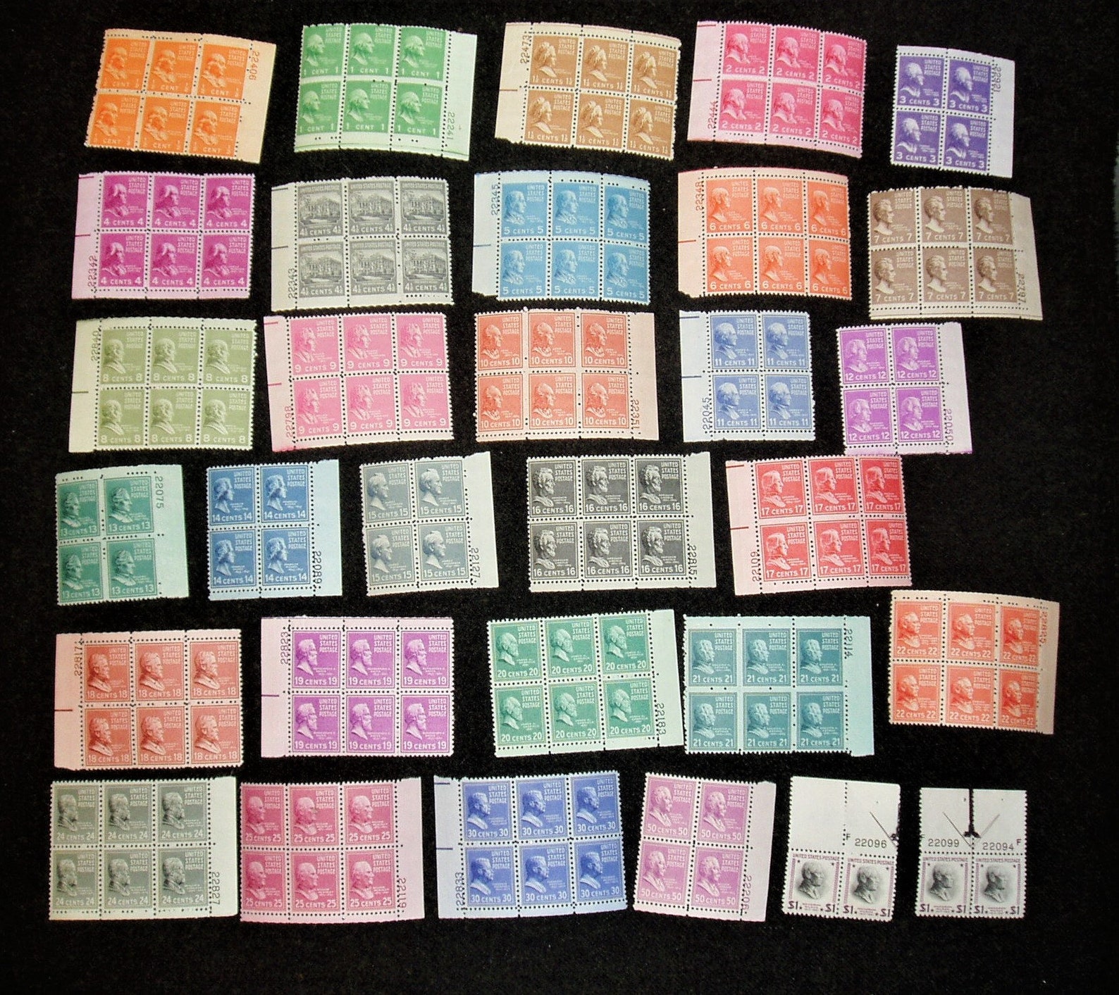 Postage Stamps Plate Blocks Presidential Series 1938 Scott Etsy