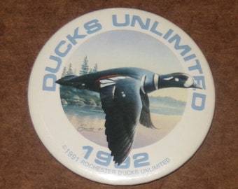 Ducks Unlimited Pinback, 1992, DU