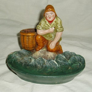 Dieppe France Pottery, Figural Bowl, Fisherman