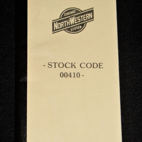 Chicago Northwestern Railroad Tally Book, Stock Code 00410, New Old Stock