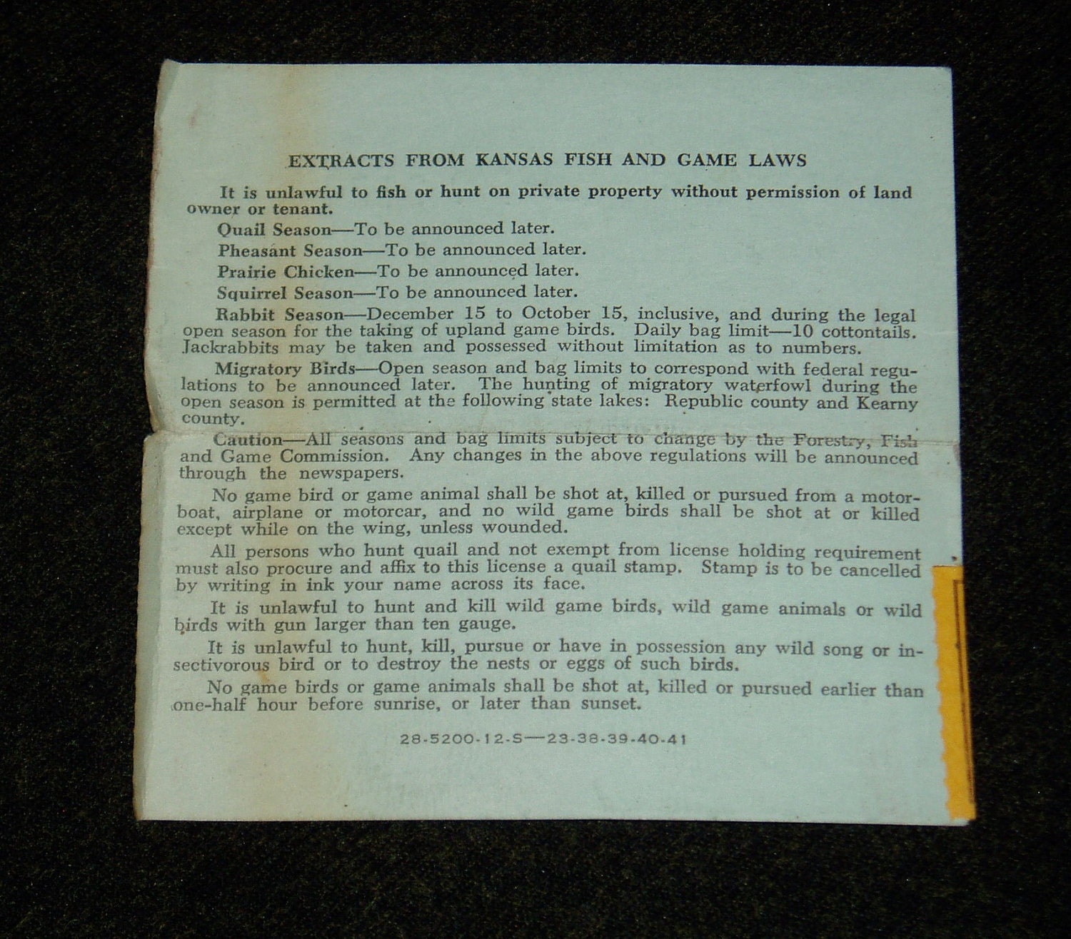 Kansas Hunting License 1961 With Kansas Upland Game Bird Etsy