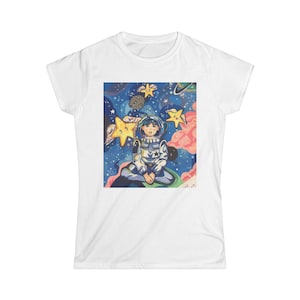 Cosmic Dreams Women&#39;s Softstyle Tee, Casual Space T-Shirt, Galaxy Print Shirt, Gifts for Astronaut Lovers, Stylish Everyday Wear, [...]