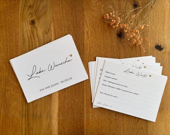 Personalized wedding wish cards to fill out | Wedding questions for guests & the bride and groom | Guest book alternative
