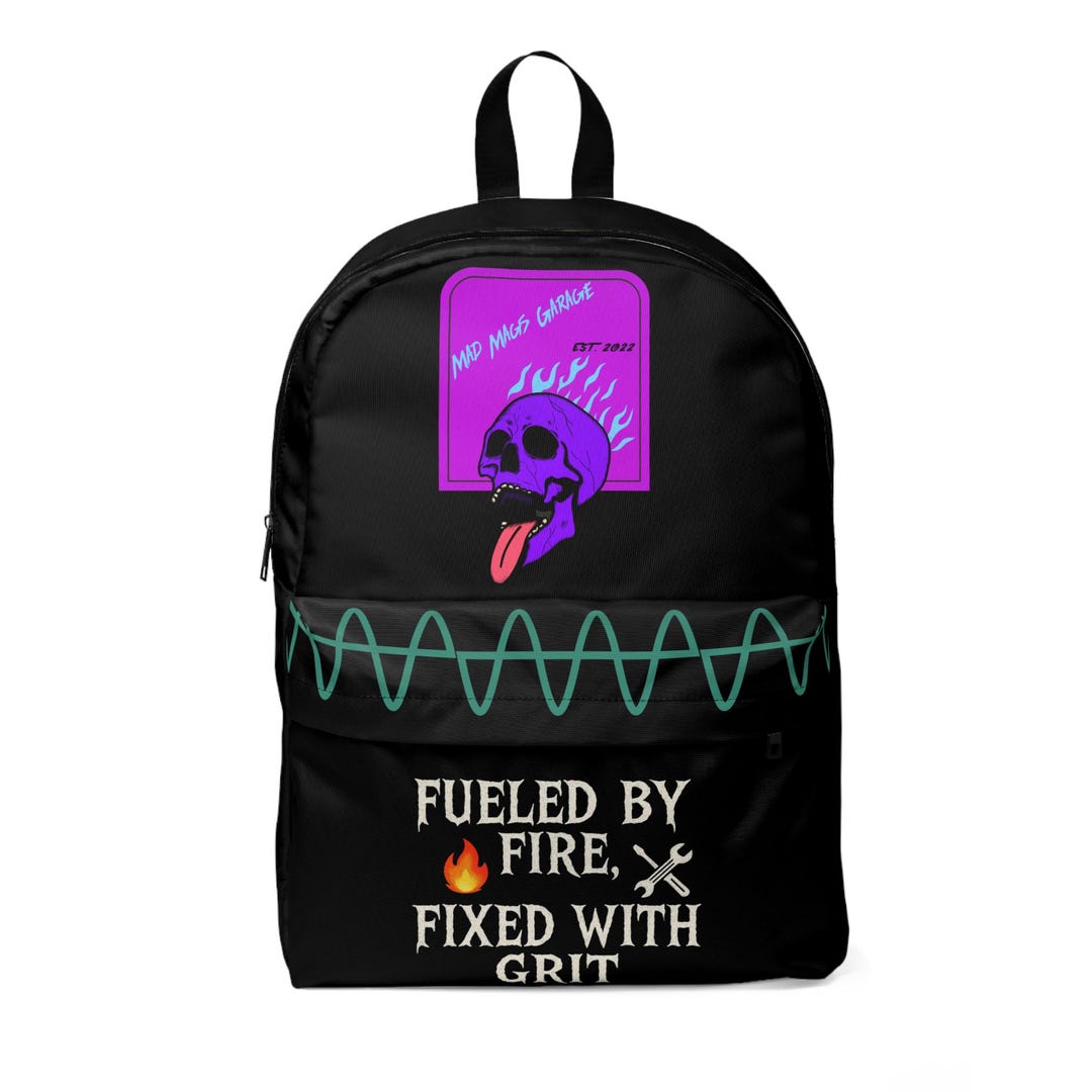 Mad Mags Garage - Edgy Graphic Backpack, Perfect for Students, Festival ...