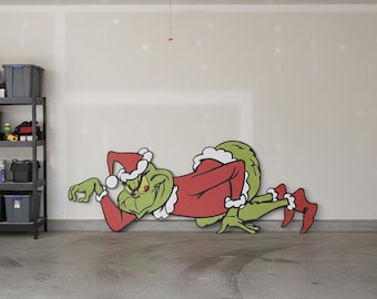6ft wide x 2.5ft Tall Grinch Roof Template when created. Printable trace and Cut Christmas Silhouette Decor Templates / Stencils. PDF