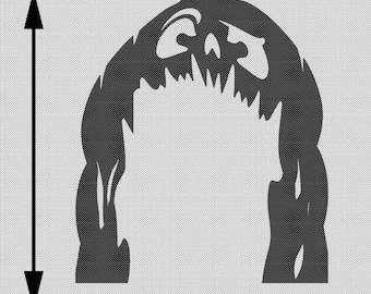 May include: Black Halloween arch silhouette with a carved pumpkin face design. The arch is 10 feet tall and 8.5 feet wide. The text "10ft Tall" and "8.5 ft Wide" are included in the image.