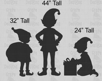 Santa's Elves Template when made. Printable trace and Cut Christmas Silhouette Decor Templates / Stencils. PDF