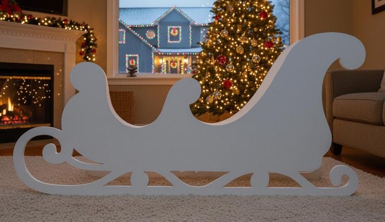 Life-size, 4 X 8ft Santa's Sleigh Template When Made. Printable Trace ...