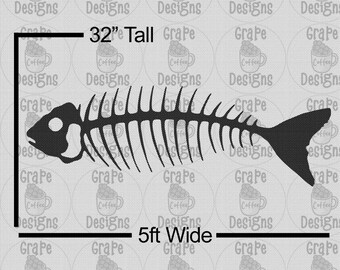 5ft wide 32" Tall Fish Template when made. Printable trace and Cut Christmas Silhouette Decor Templates / Stencils. PDF