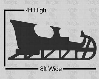 Life-Size Santa/Elf Sleigh Template, 4ft Tall x 8ft wide Christmas Silhouette (PDF)