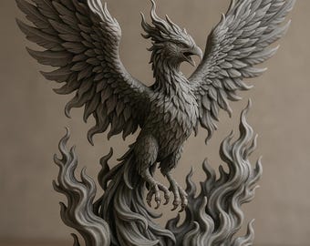 Phoenix STL File – High Detail 3D Printable Fire Bird Statue | Resin Miniature Model