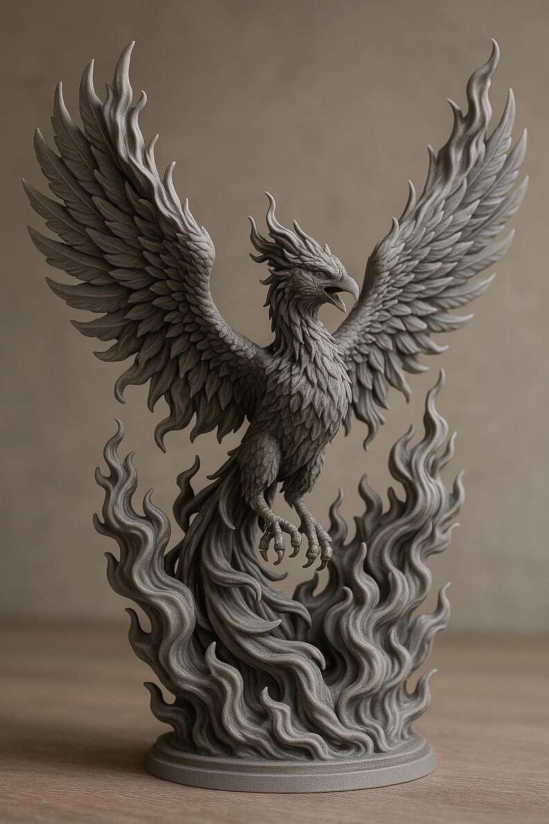 Phoenix STL File – High Detail 3D Printable Fire Bird Statue | Resin ...