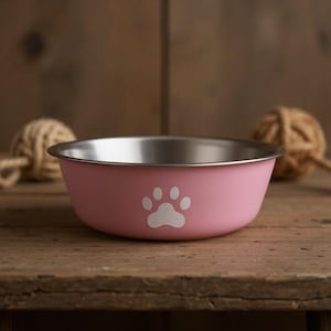 Stainless Steel Dog Bowl | Non-Slip Pet Food Water Dish | Cute Paw Print Cat Bowl | Durable Metal Puppy Kitten Feeder | Easy Clean Pet Suppl