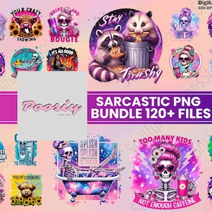 Funny Sarcastic Skulls Sublimation Bundle 120 Designs PNG, Adult Humor PNG, Sarcastic Bundle PNG, Funny Skeleton Bundle Png