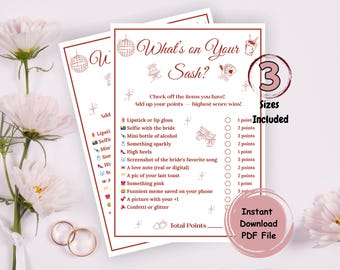 Juego de despedida de soltera con banda de novia, juego de búsqueda del tesoro, juego de banda de novia, juegos de despedida de soltera con perlas y prosecco, juegos de mesa para bodas