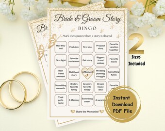 Juego de bingo para despedida de soltera / Bingo con historias de novios / Bingo para bodas / Juego de bingo para despedida de soltera imprimible / Juegos de mesa para bodas / Descarga digital.