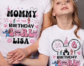 Custom Lilo & Stitch Birthday Family Shirts, Disney Birthday Girl Tee, Party Sweatshirt, Angel Toddler Gift, WDW Birthday Boy Shirt