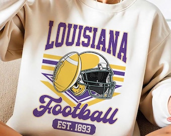 Camiseta retro de fútbol de Luisiana con colores cómodos, camiseta moderna para fanáticos, atuendo de sábado por la noche, camiseta clásica para el día del juego, camiseta deportiva