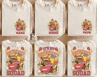 Camiseta de cumpleaños de Rayo McQueen, Camiseta familiar a juego de Cars de Disney, Camiseta de cumpleaños de Pixar Racing para niño, Sudadera personalizada de McQueen