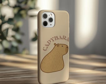 Cute Capybara Phone Case, Funny Animal iPhone Samsung Cover, Minimalist Cartoon Art Shell, Quirky Gift Idea