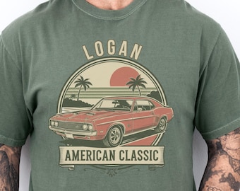 Personalized Classic Car Shirt, Custom Name Vintage Car Tee, Retro Muscle Car Shirt, Gift for Car Lover, Dad Gift, Custom Name Car Tshirt
