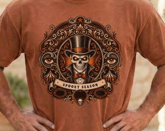 Vintage Skull Shirt, Gothic Skeleton Tee, Halloween Skull Shirt, Victorian Gothic Tee, Dark Academia Shirt, Spooky Halloween Gift