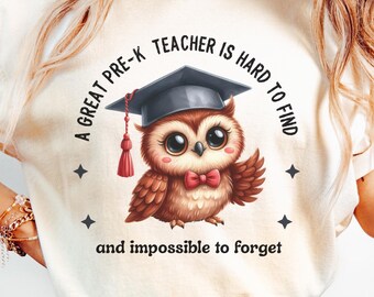 Pre-K Teacher Shirt, Graduation Owl Tee, Kindergarten Graduation Gift, Preschool Tshirt, Back To School Teacher Tee, Kids Grad