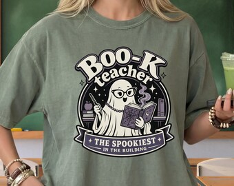 Boo-K Teacher Shirt, Halloween Teacher Shirt, Spooky Teacher Gift, Ghost Teacher Tee, Librarian Halloween Shirt, Fall Teacher Tee