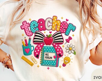 Personalized Teacher Shirt, Custom Teacher Name Tee, Back To School Gift, Teacher Appreciation Shirt, First Day Of School Tee