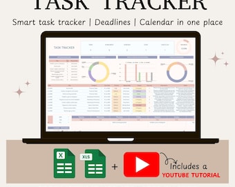 Aufgaben Tracker Tabelle: Google Sheets & Excel Planer (Digitaler Download)