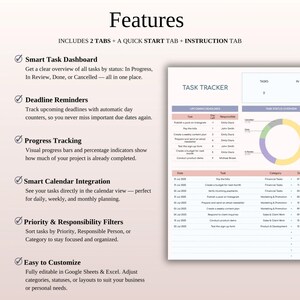 Peut inclure: Un suivi de t&acirc;ches num&eacute;rique avec des fonctionnalit&eacute;s telles qu'un tableau de bord de t&acirc;ches intelligent, des rappels d'&eacute;ch&eacute;ance, le suivi de la progression et l'int&eacute;gration d'un calendrier intelligent. Enti&egrave;rement personnalisable.
