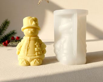 3D Snowman Silicone Mold for Christmas & New Year Candle Making Holiday Gifts