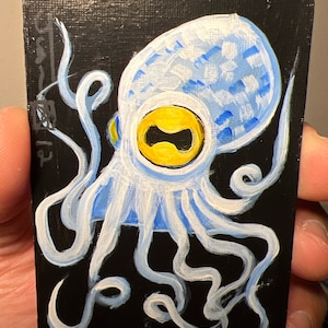 Pulpo en un juego de cartas. Pintura acrílica original. 2012