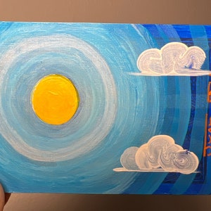Sol de la tarde. Tarjeta de ACEO, pintura acrílica original de 2,5 x 3,5 pulg. 2011