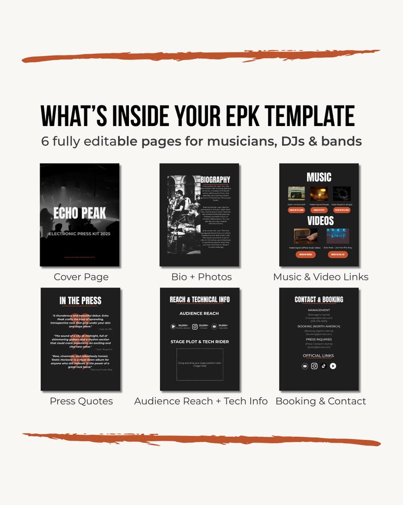Canva EPK Template for Musicians – Editable Press Kit (PDF) image 2