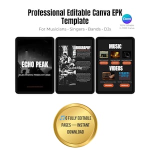 Canva EPK Template for Musicians – Editable Press Kit (PDF)