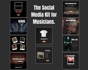 Edgy Rock Musician Social Media Kit | Editable Canva Templates