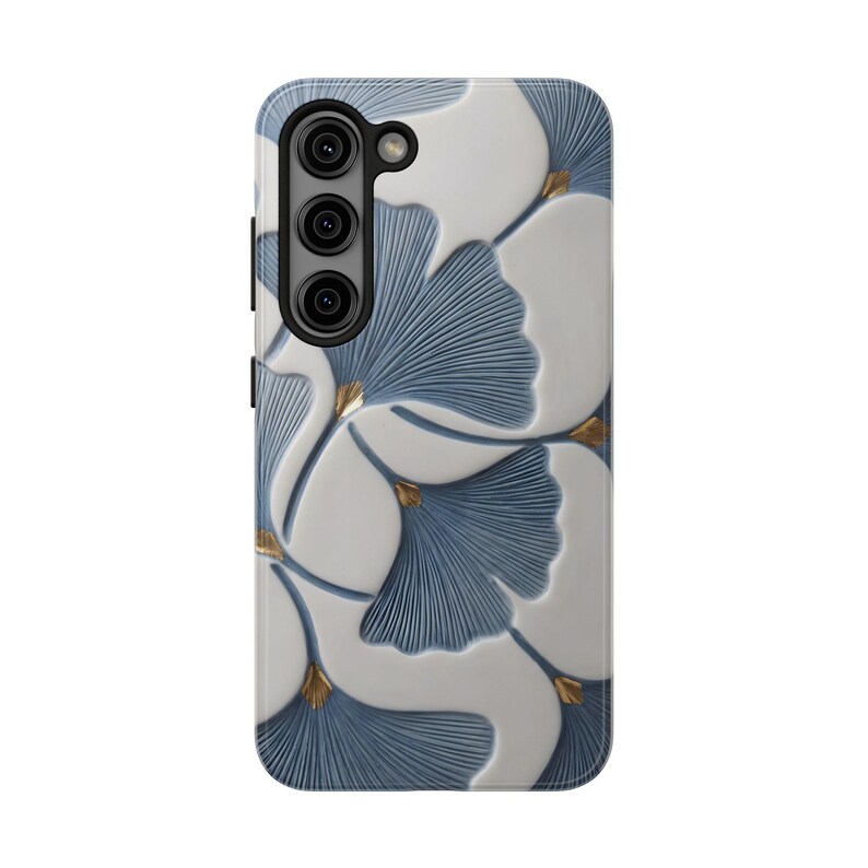 Ginkgobladsskal, blått botaniskt blommigt iPhoneskal, elegant naturinspirerat skyddande telefonskal bild 15