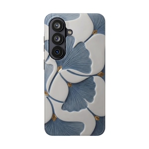 Ginkgobladsskal, blått botaniskt blommigt iPhoneskal, elegant naturinspirerat skyddande telefonskal bild 18