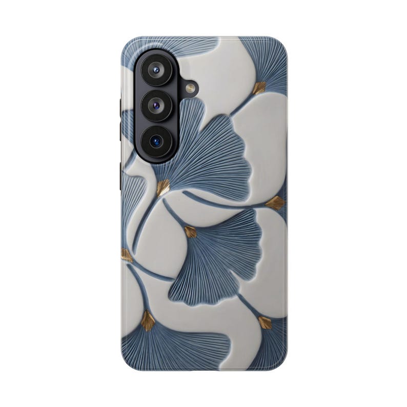 Ginkgobladsskal, blått botaniskt blommigt iPhoneskal, elegant naturinspirerat skyddande telefonskal bild 18
