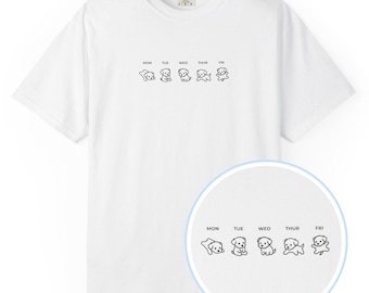 Maltese T-Shirt, Monday to Friday Dog Mood Tee, Minimal Line Art Shirt