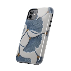 Ginkgobladsskal, blått botaniskt blommigt iPhoneskal, elegant naturinspirerat skyddande telefonskal bild 12