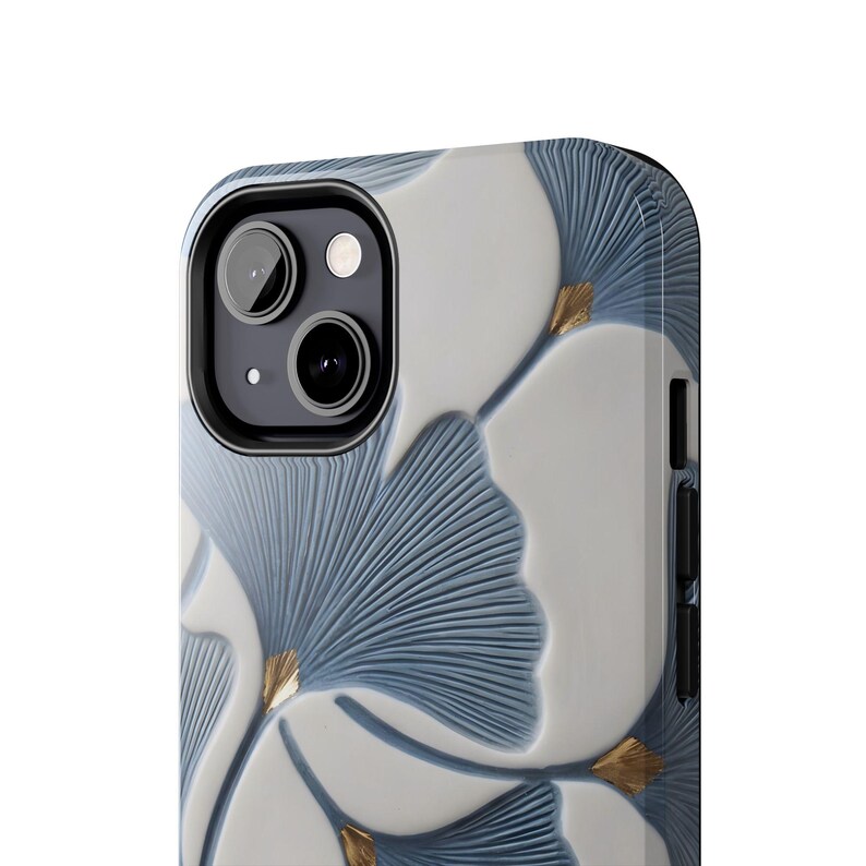 Ginkgobladsskal, blått botaniskt blommigt iPhoneskal, elegant naturinspirerat skyddande telefonskal bild 10