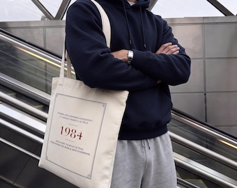 Heavyweight Cotton Canvas Tote Bag, 1984 Statement Typography