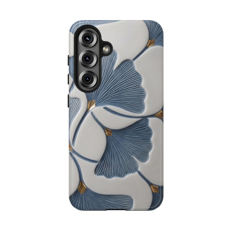 Ginkgobladsskal, blått botaniskt blommigt iPhoneskal, elegant naturinspirerat skyddande telefonskal bild 13