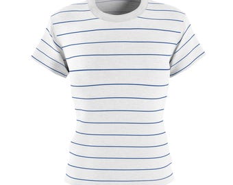 Blue Striped Tee Women's Cut & Sew Tee | All-Over Print