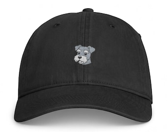 Cappellino in cotone ricamato con mini Schnauzer, cappellino da baseball minimalista per cani
