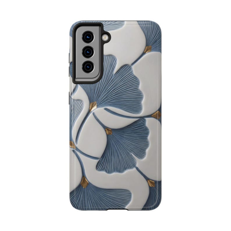 Ginkgobladsskal, blått botaniskt blommigt iPhoneskal, elegant naturinspirerat skyddande telefonskal bild 17