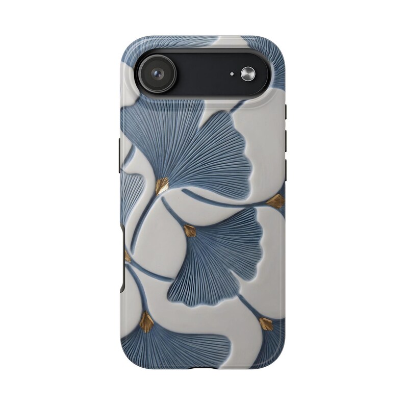 Ginkgobladsskal, blått botaniskt blommigt iPhoneskal, elegant naturinspirerat skyddande telefonskal bild 19